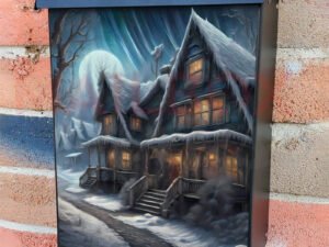 Snowy Halloween Night Colonial Mailbox Cover