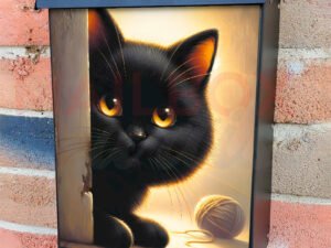 Peeking Black Cat Colonial Mailbox Cover