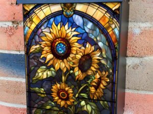 Stained Glass Lovely Sunflowers Colonial Mailbox Cover