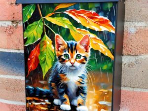 Kitten in the Rain Colonial Mailbox Cover