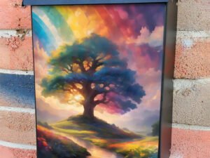 Rainbow Above the Old Oak Colonial Mailbox Cover