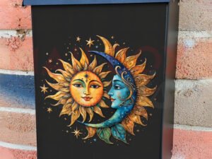Boho Celestial Moon and Sun Colonial Mailbox Cover