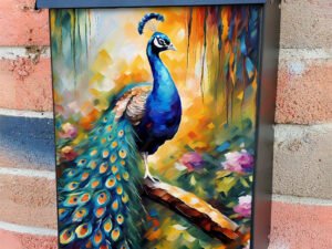 Gorgeous Peacock on a Tree Colonial Mailbox Cover