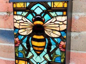 Stained Glass Beautiful Bumblebee Colonial Mailbox Cover