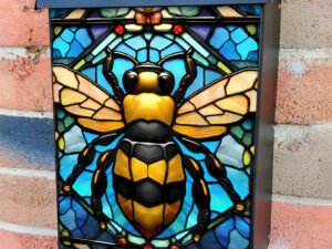 Stained Glass Pretty Bumblebee Colonial Mailbox Cover