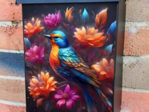 Folk Bird and Flowers 2 Colonial Mailbox Cover