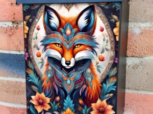Native Fox and Flowers Colonial Mailbox Cover