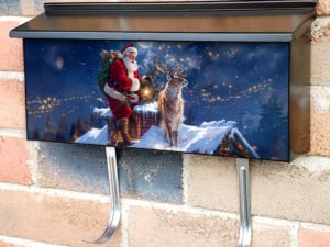 Santa on the Roof Townhouse Mailbox Cover