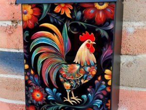 Boho Farmhouse Rooster Colonial Mailbox Cover