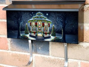 Stained Glass Christmas Gazebo Townhouse Mailbox Cover