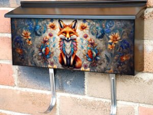 Pretty Folklore Fox and Flowers Townhouse Mailbox Cover