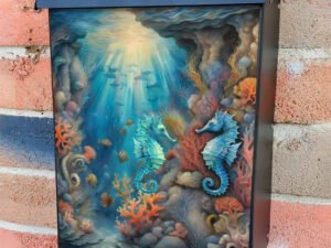 Little Seahorse Couple Colonial Mailbox Cover