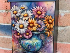 Whimsical Colorful Daisies Colonial Mailbox Cover