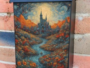 Whimsical Castle by the River Colonial Mailbox Cover