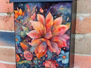 Whimsical Abstract Flowers Colonial Mailbox Cover