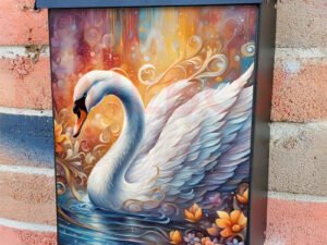 Beautiful Summer Swan Colonial Mailbox Cover