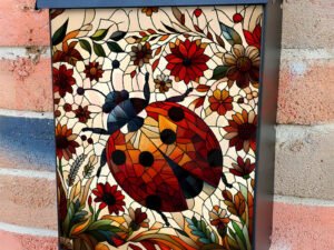 Stained Glass Ladybug Colonial Mailbox Cover