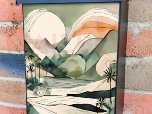 Minimalist Zen Mid Century Landscape 2 Colonial Mailbox Cover
