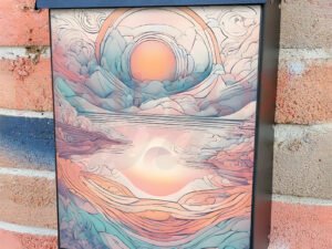 Minimalist Zen Mid Century Landscape Colonial Mailbox Cover