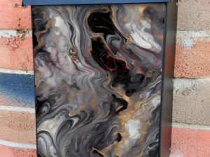 Gorgeous Gold and Grey Marble Design Colonial Mailbox Cover