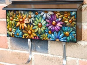 Colorful Mosaic Daisies Townhouse Mailbox Cover