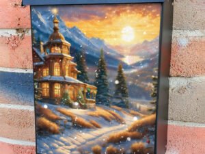 Lovely Christmas Sunset Colonial Mailbox Cover