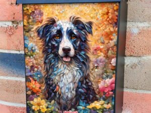 Cute Mosaic Dog Colonial Mailbox Cover