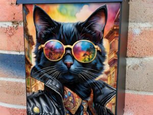 Cool California Black Cat  Colonial Mailbox Cover