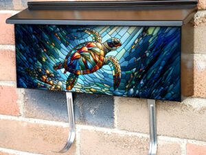 Stained Glass Turtle Townhouse Mailbox Cover