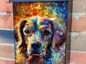 Colorful Mosaic Dog Colonial Mailbox Cover