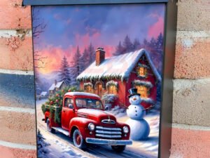 Christmas Truck at the Cottage Colonial Mailbox Cover