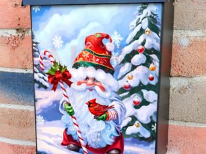 Christmas Gnome with a Cardinal 2 Colonial Mailbox Cover