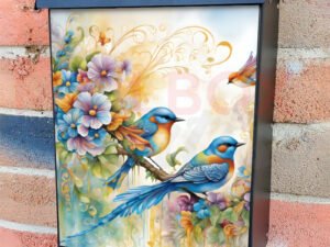 Blue Birds on a Blooming Branch Colonial Mailbox Cover