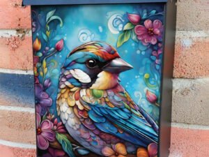 Pretty Colorful Sparrow Colonial Mailbox Cover
