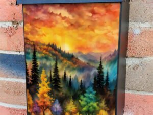 Colorful Autumn Trees in the Sunset Colonial Mailbox Cover
