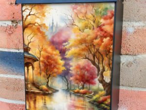 Colorful Autumn Trees by the Creek Colonial Mailbox Cover
