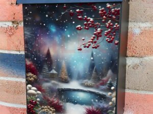 Vintage Winter Pond Colonial Mailbox Cover