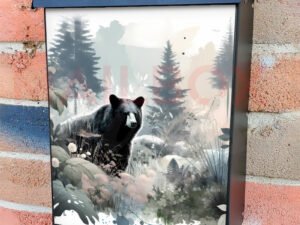 Bohemian Black Bear Colonial Mailbox Cover