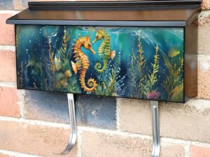 Beautiful Seahorse Couple Townhouse Mailbox Cover