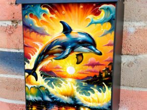 Jumping Dolphin in the Sunset Colonial Mailbox Cover
