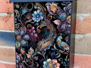 Folklore Flowers and Bird Colonial Mailbox Cover