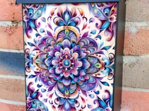 Blue and Purple Mandala Colonial Mailbox Cover