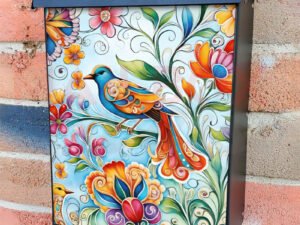 Boho Flowers and Birds Colonial Mailbox Cover