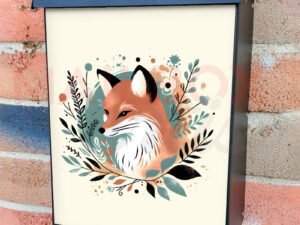 Boho Fox in the Garden Colonial Mailbox Cover