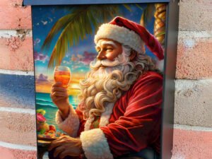 Santa’s Summer Holiday Colonial Mailbox Cover