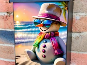 Tropical Christmas on the Beach Colonial Mailbox Cover