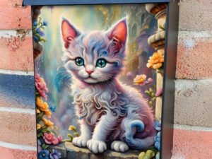 Kitten on the Garden Wall Colonial Mailbox Cover