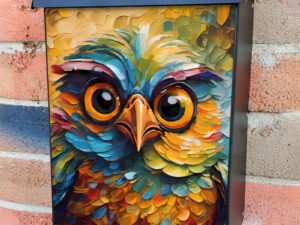 Colorful Silly Owl Colonial Mailbox Cover