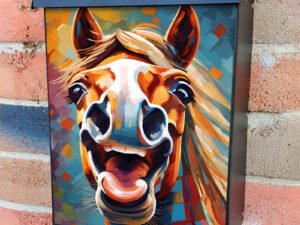 Funny Laughing Horse Colonial Mailbox Cover