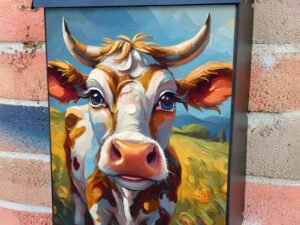 Blue Eyed Cow Colonial Mailbox Cover